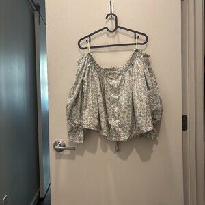 Free People Floral Off the Shoulder Crop Top